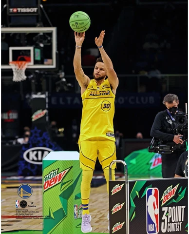 Stephen Curry Warriors UnSigned 2021 Three Point Competition Shoot Photo Cover