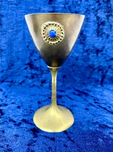 Vintage Antique Circa 19th Century inlaid Gemstone Tall Copper Cup - Picture 1 of 6