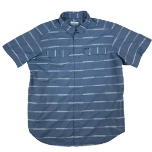 Columbia Omni-Shade Men's Short Sleeve Sun Protection Vented Back Gray Blue L - Picture 1 of 9