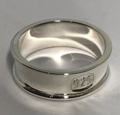 Anillo de plata esterlina 925 SELLO MARCA para hombre banda gruesa anillo tamaño W 8 mm de ancho Reino Unido Foto 1 de 2