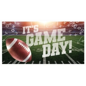 Football Game Day Large Banner 65" x 33.5" Plastic Football Party Decoration - Picture 1 of 1