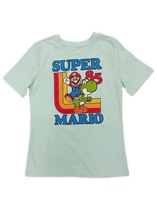 Super Mario Boys Light Green Mario & Yoshi T-Shirt 85 Striped Tee Shirt 12 - Picture 1 of 1