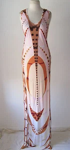 EMILIO PUCCI Multi Color Print Mirror Embellished Maxi Dress Gown 40 4 - Picture 1 of 5