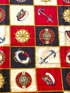 NAUTICAL Cranston Fabric Anchor Rope Ships Wheel Quilt Blocks Cotton 45” X 43” - Picture 1 of 6