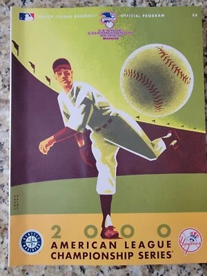 NY Yankees vs Seattle Mariners 2000 ALCS MLB Programa Oficial de Béisbol Foto 1 de 2