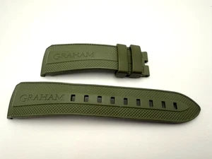 Graham Chronograph Green Rubber Watch Band Strap 24mm - Picture 1 of 5