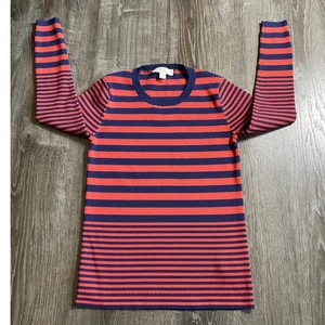 Maglia donna MICHAEL KORS a righe a costine manica lunga taglia L corallo blu navy - Foto 1 di 7