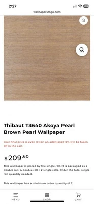 Papel pintado Thibaut T-3640 Akoya marrón perla tela de hierba 1 rollo doble 36"x24' Foto 1 de 4