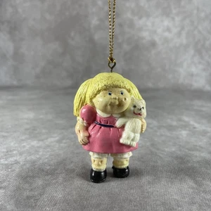 Vintage Cabbage Patch Kids Christmas Ornament 1984 Pink Girl Holding Teddy Bear - Picture 1 of 6