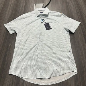 NWT Stone Rose Men’s Large Blue Short Sleeve Casual Button Up Luxury Designer - Picture 1 of 13