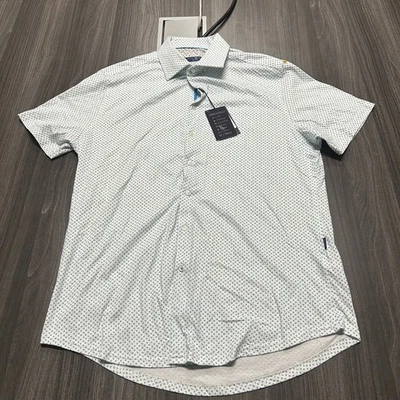 NWT Stone Rose Men’s Large Blue Short Sleeve Casual Button Up Luxury Designer - Image 1 of 4