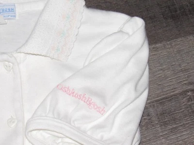 Vintage 70's OSHKOSH Girl's Sz Small 7 8 White Shirt Puff Sleeve Pink Blue Trim - Image 1 of 4