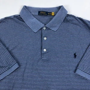 Polo Ralph Lauren Shirt Mens 3XLT Tall Blue Stripe Rugby Preppy Pony - Picture 1 of 11