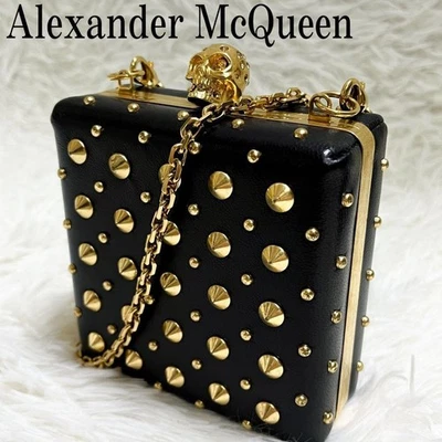 [Used] Alexander McQueen Skull Chain Shoulder Bag Gold Black Used - Image 1 of 4