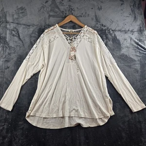 Top túnica con ribete de encaje Gimmick para mujer talla XXL Cottagecore Hippie Bohemia comodidad - Imagen 1 de 13