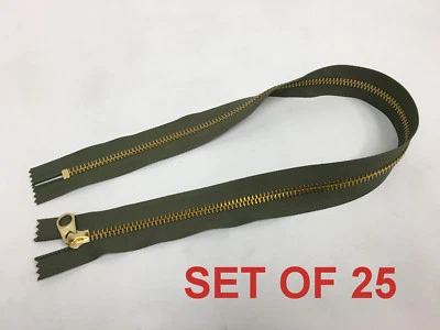 SET OF 25 Military Zipper YKK #10 CEDAR GREEN MILSPEC 28.3" L x 1 5/8" W - Image 1 of 4