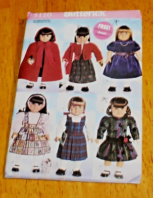 Butterick ~ PATRÓN #5110 - TRAJES DE MUÑECA DE 18 PULGADAS - Jersey, falda, vestido + (sin cortar) Foto 1 de 4