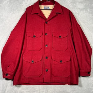 Pendleton Jacket Mens XLT XL Long Tall Red Wool Mackinaw Cruiser Chore Coat USA - Picture 1 of 11