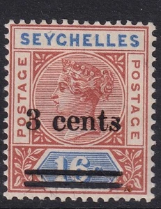 SEYCHELLES QV SG38, 3c on 16c chestnut & ultramarine, Mounted MINT. Cat £12. - Picture 1 of 2