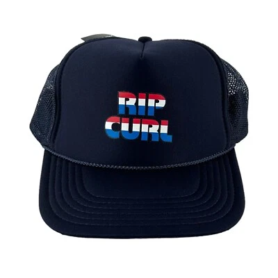 Vintage Rip Curl Trucker Hat Snapback Mesh Foam Lined Navy Blue Surfer Beach Y2K - Image 1 of 4