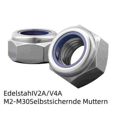 Selbstsichernde Muttern Edelstahl DIN 985 Sechskant M2-M30 V2A / V4A Stopmuttern - Bild 1 von 4