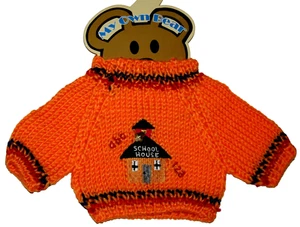 School House Plush Animal Teddy Bear Knit Sweater Outfit fits 11-13 inch New MOC - Picture 1 of 3