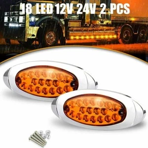 2X Amber 18 LED Truck Side Marker Light Clearance Turn Signal DRL Trailer Lorry - Picture 1 of 11
