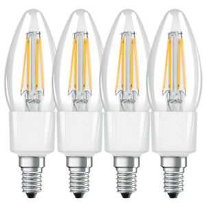 4 x LED Filament Smart+ Kerzen 4W = 40W E14 klar warm Dimmbar Bluetooth ~UVP 71€