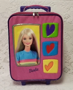 Vtg 2002 Barbie Overnight Rolling Suitcase Wheels Zip Handle Pink 16" x 12” RARE - Picture 1 of 22