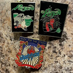 lot of 3 vtg 80s licensed DOKKEN POISON enamel pin for shirt jacket GLAM METAL - Picture 1 of 2
