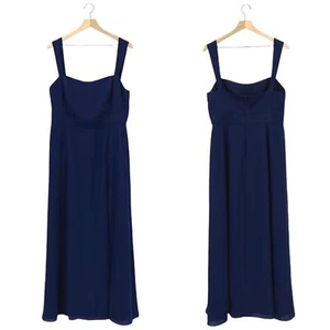NEW Frame & Partners Aline Chiffon Slit Maxi Dress Navy Blue Size 14 - Picture 1 of 10