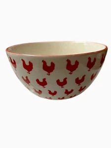 Home Essentials Gallo Gallina Rojo/Blanco Cerámica 6” X 3’5” Postre Sopa Cereal Bowl - Imagen 1 de 4