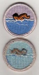 Swimming Merit Badge, Type H, Blue Back Version (1972-1975), Mint! - Picture 1 of 1