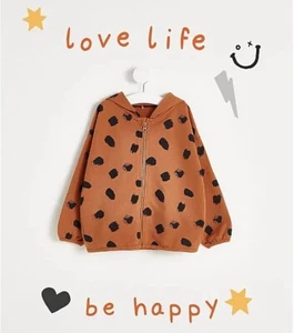 Felpa con cappuccio Alesha Dixon arancione bruciato marrone stampa splodge 4-9 anni unisex ragazza ragazzo - Foto 1 di 4