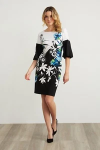 Joseph Ribkoff Black & Multicoloured Floral Dress, UK 12, New With Tags €279 - Picture 1 of 2