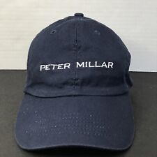 Peter Millar Hat Cap Mens Adjustable Strap Back Navy Blue Logo Golf Outdoors Dad