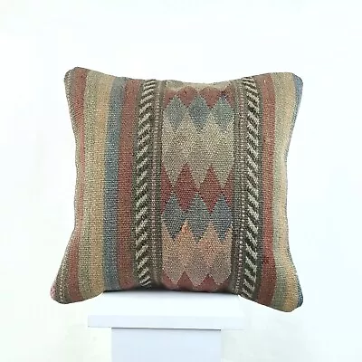 16x16 Ethnic Vintage Turkish Rug Pillow Cover Home Decorative Boho Cushion 2527 - Image 1 of 4