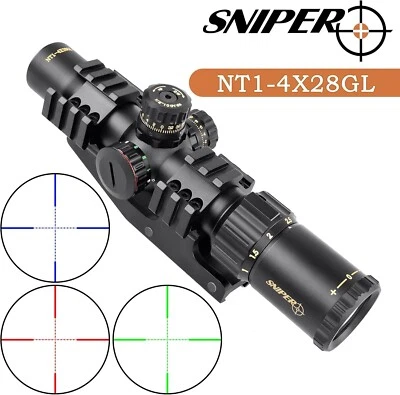 Mira para rifle compacta SNIPER NT 1-4X28 R/G/B Mira para rifle LPVO con montaje en anillo Foto 1 de 4
