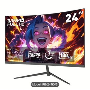 24” AMD Curved Gaming Monitor 180 Hz, 1080p, 1ms Delay, Perfect For Gaming - Picture 1 of 10