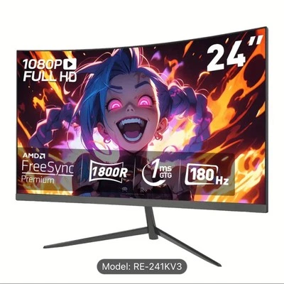 24” AMD Curved Gaming Monitor 180 Hz, 1080p, 1ms Delay, Perfect For Gaming - Image 1 of 4