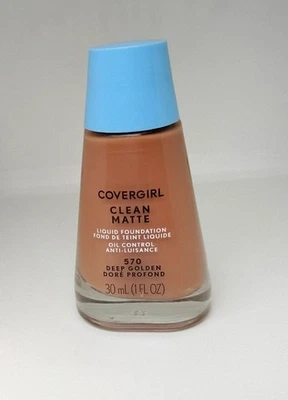 Covergirl Clean Matte Liquid Foundation Deep Golden 570 Oil Control Face Makeup - Image 1 of 4