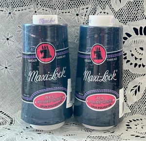 NEW 2 Navy maxi-lock 3000Yd spools 100% polyester overlock sewing thread TEX 27 - Picture 1 of 3