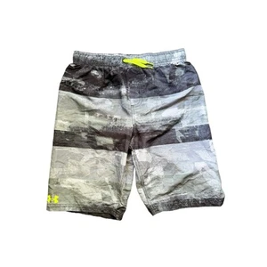 Under Armor Boys Youth Lined Swim Trunks Black Grey Neon Green Bathing Suit XL - Picture 1 of 5