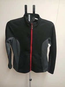 spyder zip up jacket Womens Large Core Sweater Hybrid Coat Black Gray - Picture 1 of 8