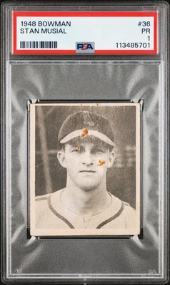 1948 Bowman Stan Musial #36 PSA 1 St. Louis Cardinals - Image 1 of 2