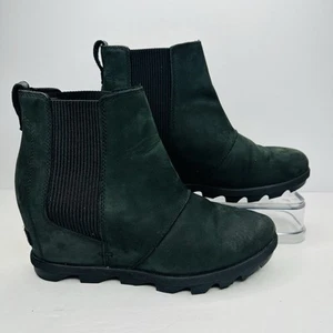 Sorel Joan Of Arctic II Wedge Boot Womens Size 9.5 Black Leather Boot NL3022-010 - Picture 1 of 8