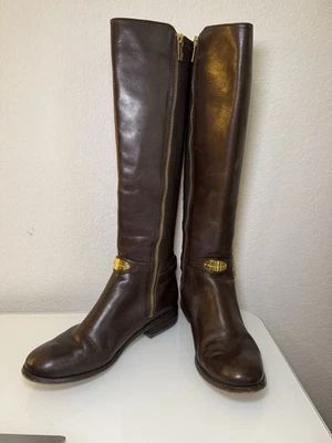 Michael Kors Arley Tall Brown Leather Knee High Riding Boots Boot Shoes Sz 9.5 - Image 1 of 4