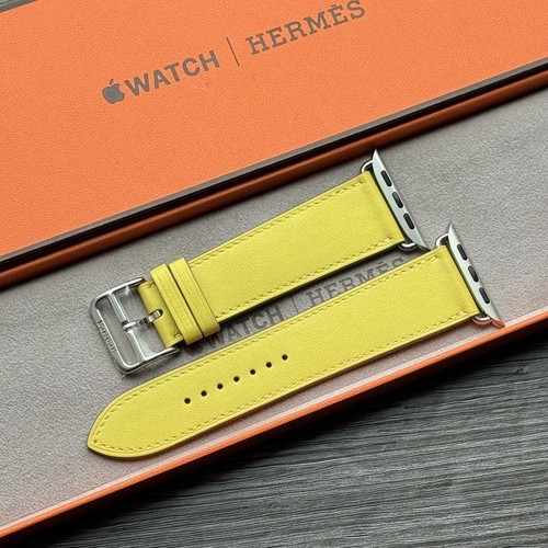 HERMÈS Apple Watch Hermes Cinturino Pelle Giallo Lime 45mm Compatibile Serie 3+