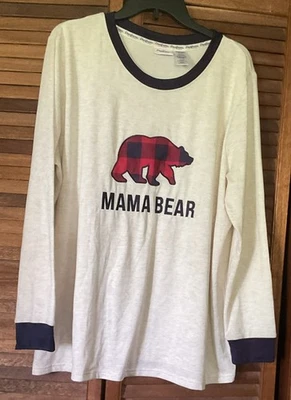 Dear Foams Women's Pajama Top Cream Color With A Bear On Front Size 2X Mama Bear - Image 1 of 2