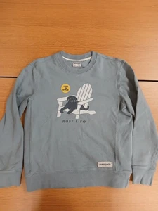 Life Is Good Smokey Blue Ruff Life Crewneck Sweatshirt 2022 Mens Small - Picture 1 of 9